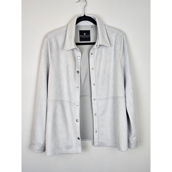 Bagatelle Collection Jackets & Blazers - Bagatelle Collection Light Gray Suede Button Up Shirt Jacket Size Medium